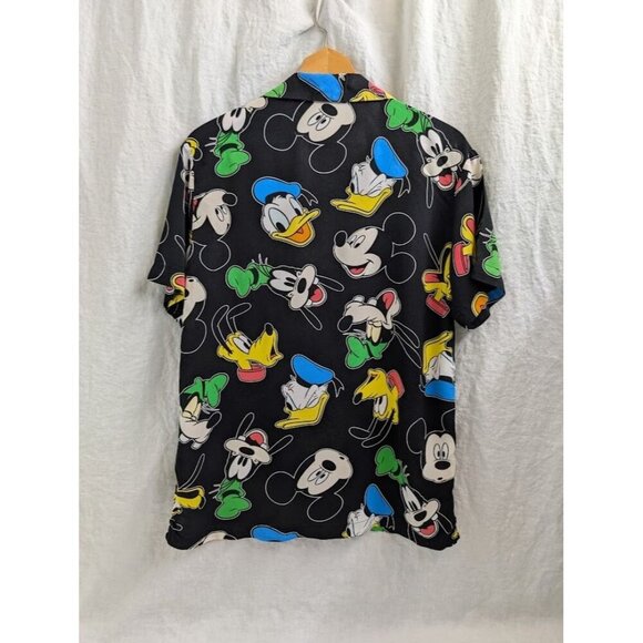 Disney World Camp Shirt Mickey Goofy Donald Pluto Men's Medium All Over Print G5 - Picture 4 of 6